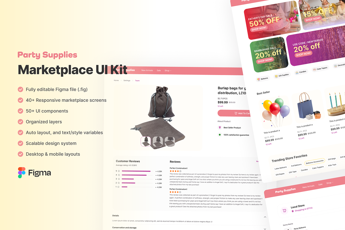 Marketplace UI Kit - Figma Template, an UI Kit Template by herruadi (Photo 1 of 5)