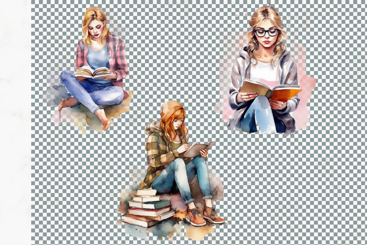 Watercolor Bookworm Clipart, a Person Illustration by Mash Mash Stickers (Photo 8 of 9)