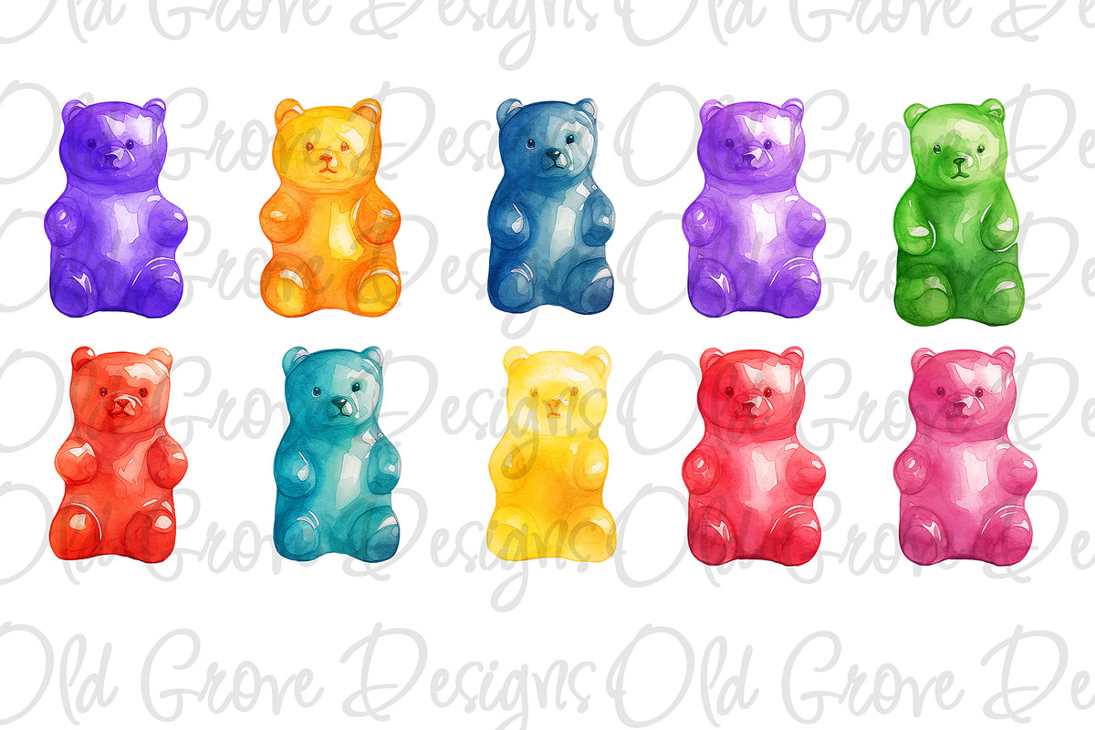 Watercolor Gummy Bear Clipart, a Food Illustration by Old Grove Designs (Photo 2 of 6)