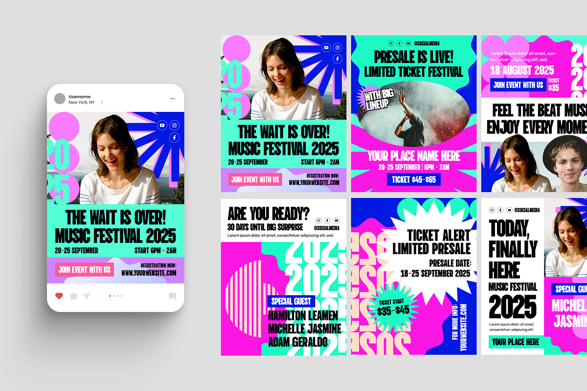 Music Festival Instagram Post, a Social Media Template by MMPixelCraft (Photo 2 of 3)