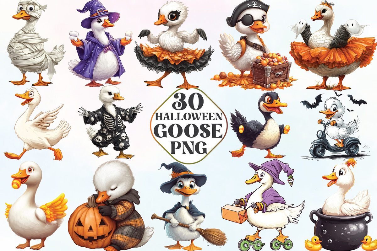 Funny Halloween Silly Goose Clipart, an Illustration by CraftArtStudio (Photo 1 of 6)