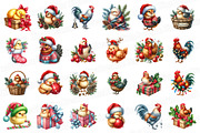 Christmas Chicken Watercolor Clipart, an Illustration by SinaCreation (Thumbnail 2 of 7)