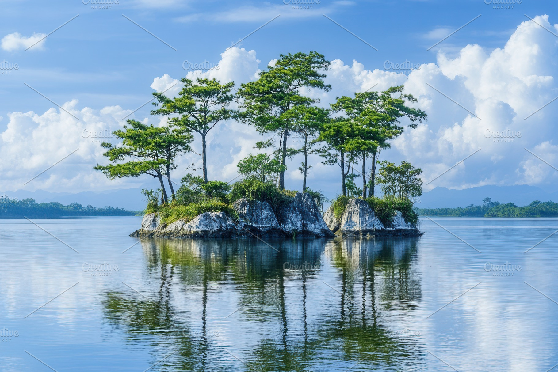 Blue skies and clouds reflection, a Photo by Pavel_design