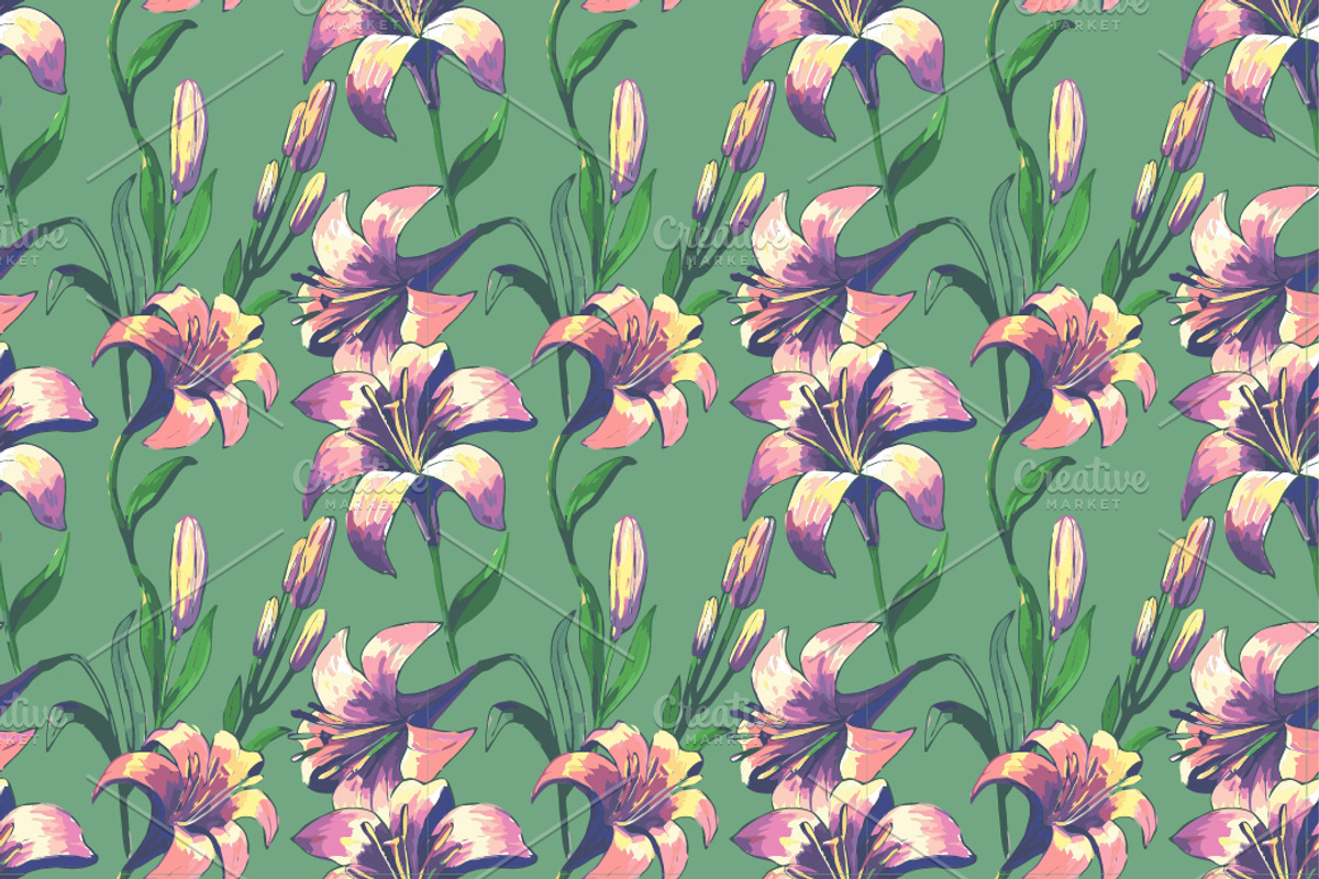 Set of six seamless floral patterns preview 4