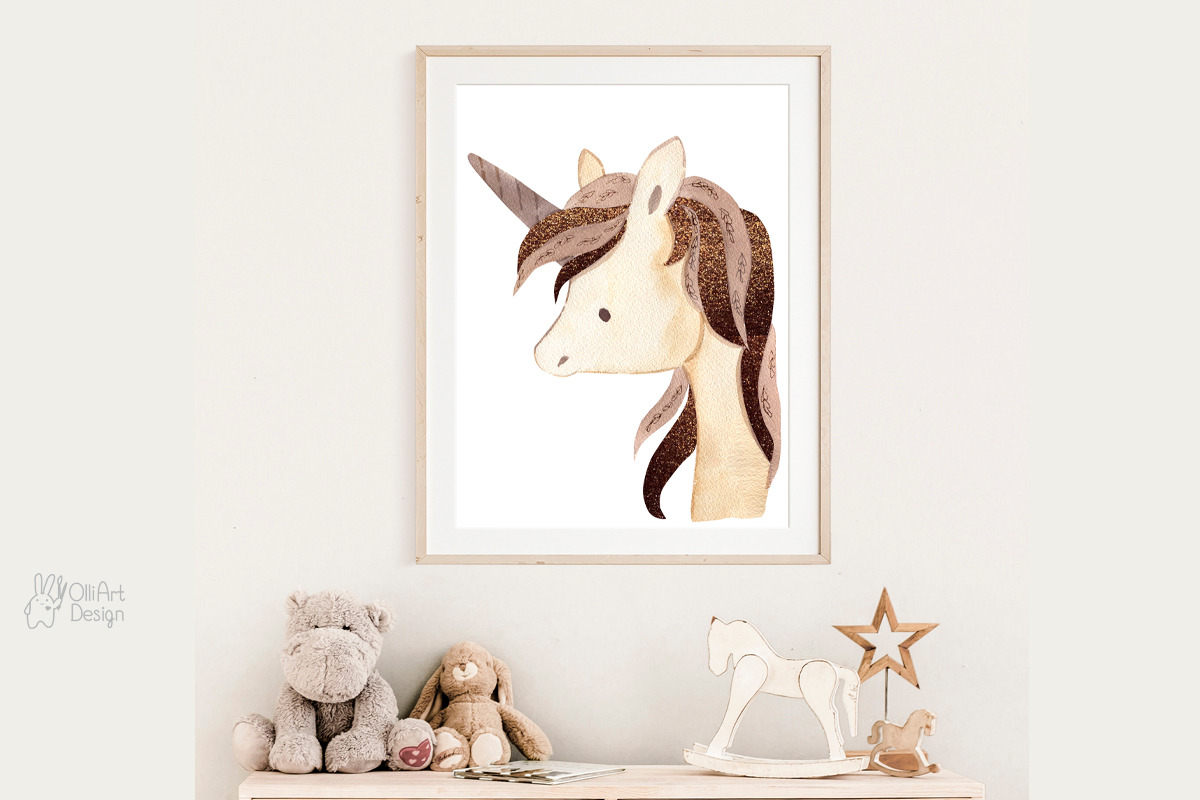 UNICORN clipart. Watercolor, an Animal Illustration by OlliArtDesign (Photo 4 of 5)