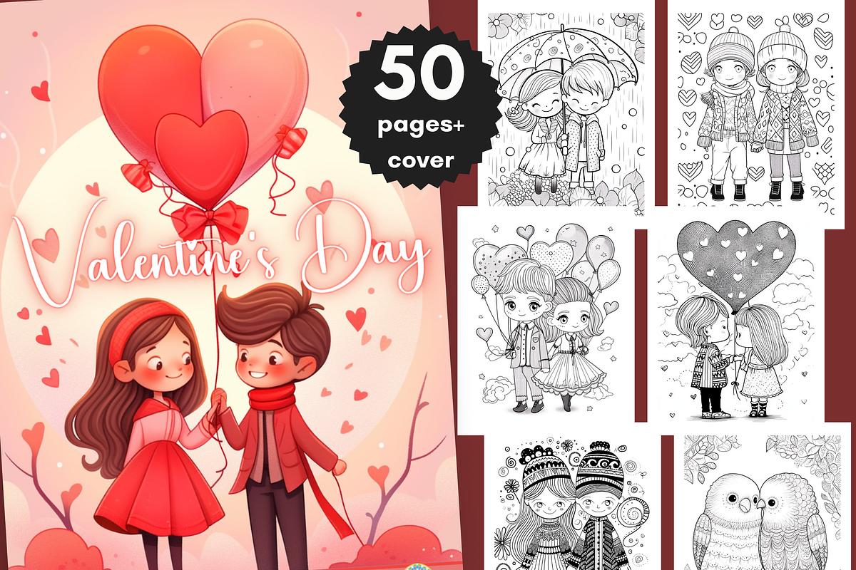 Valentine's Day Coloring Book Kids, a Seasonal Illustration by LA Design (Photo 1 of 10)