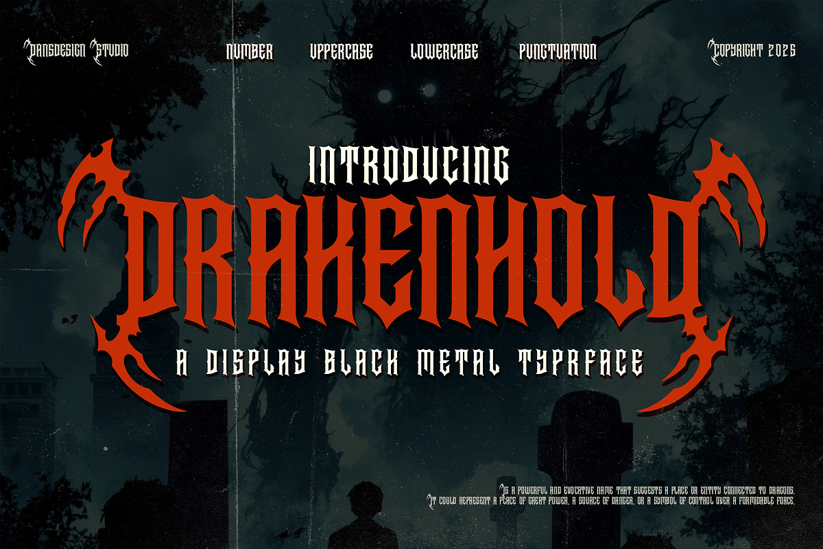DRAKENHOLD Black Metal Display, a Blackletter Font by dansdesign (Photo 1 of 12)