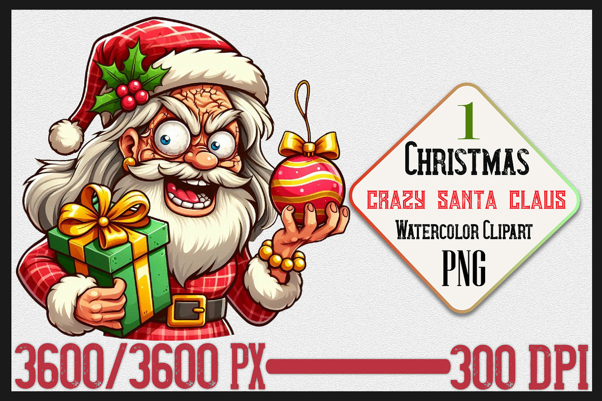 Christmas Crazy Santa Claus PNG, a Seasonal Illustration by Craft Nest (Photo 1 of 7)