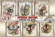 Spring moths card set,Collage, an Object Illustration by CraftArtStory (Thumbnail 1 of 3)