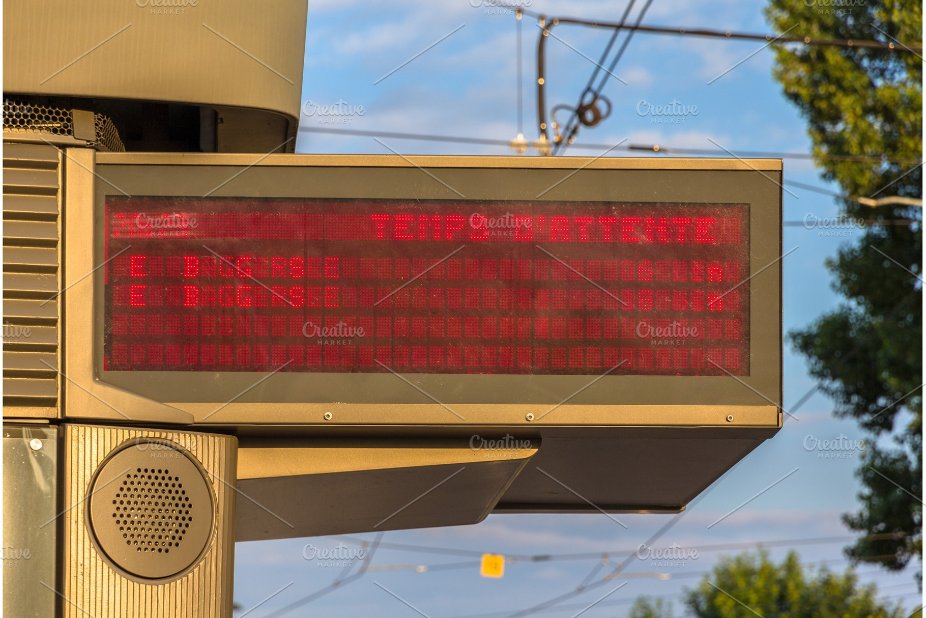 Illuminated indicator board of waiting time of trams in Strasbou, a Technology Photo by Leonid Andronov