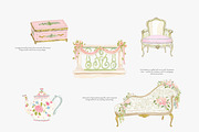 rococo romance clipart set, a Decorative Illustration by Patishop Art (Thumbnail 5 of 9)