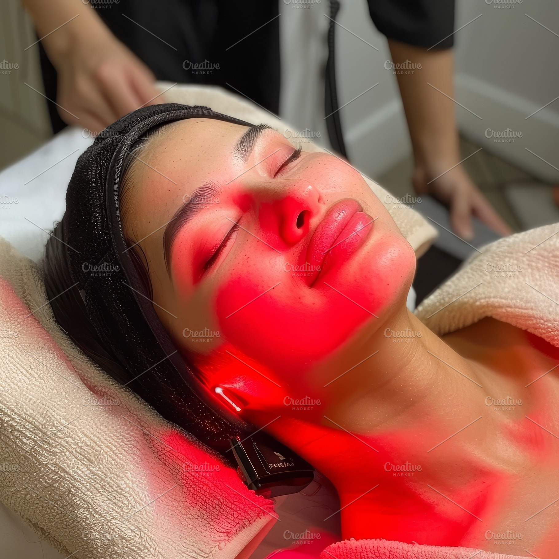 A woman having a facial mask applied, a Photo by Iftikhar Alam