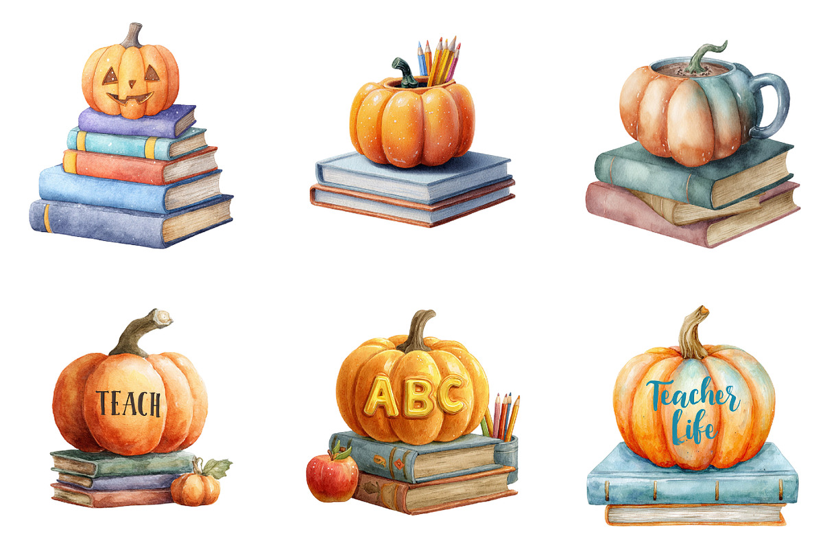 Fall Book Pumpkin Halloween Teacher, an Illustration by DreamArtGraphic (Photo 4 of 4)
