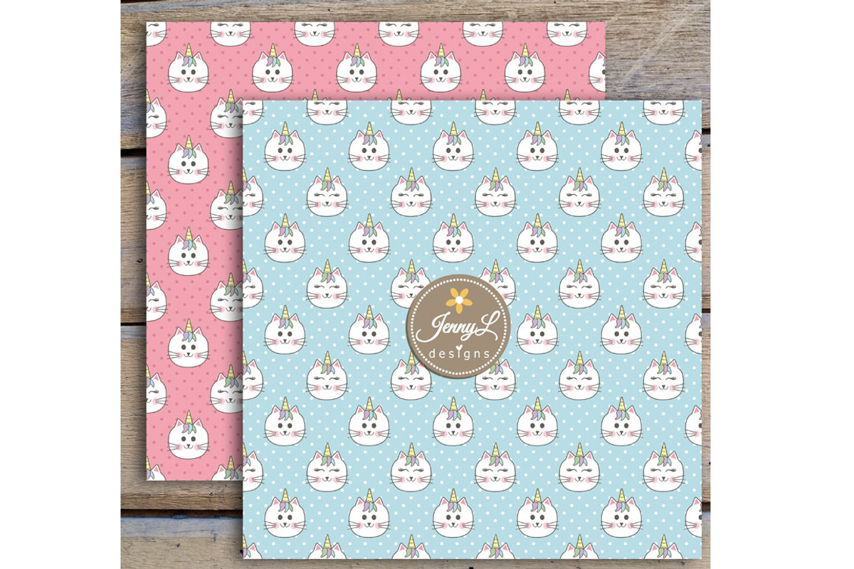 Caticorn Cat Digital Paper & Clipart, a Pattern Graphic by JennyL Designs (Photo 5 of 7)
