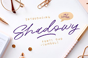 Shadowy Script + Symbols, a Script Font by kavoon (Thumbnail 1 of 12)