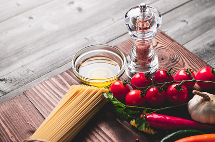 Tasty appetizing italian spaghetti pasta ingredients for kitchen, a Food & Drink Photo by Ministocker