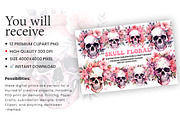 Watercolor Pink Skull Clipart Bundle, an Object Illustration by Creative Arslan (Thumbnail 5 of 9)