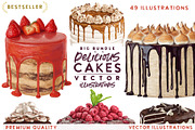 Big 49 cake bundle. VECTOR, a Food Illustration by Natalka Dmitrova art (Thumbnail 1 of 9)