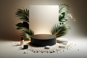 3D marble stone podium in a spa, a Background Photo by zahidhossainalif