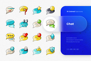 Chat Colored Icons, an Outline Icon by cidcud_graphic