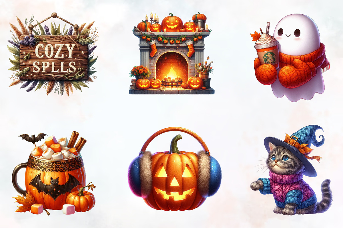 Cozy Halloween Sublimation Clipart, a Seasonal Illustration by RobertsArt (Photo 6 of 7)