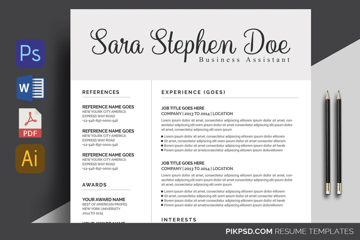 Minimal Resume/ CV Set, a Resume Template by graphicforest (Photo 3 of 7)