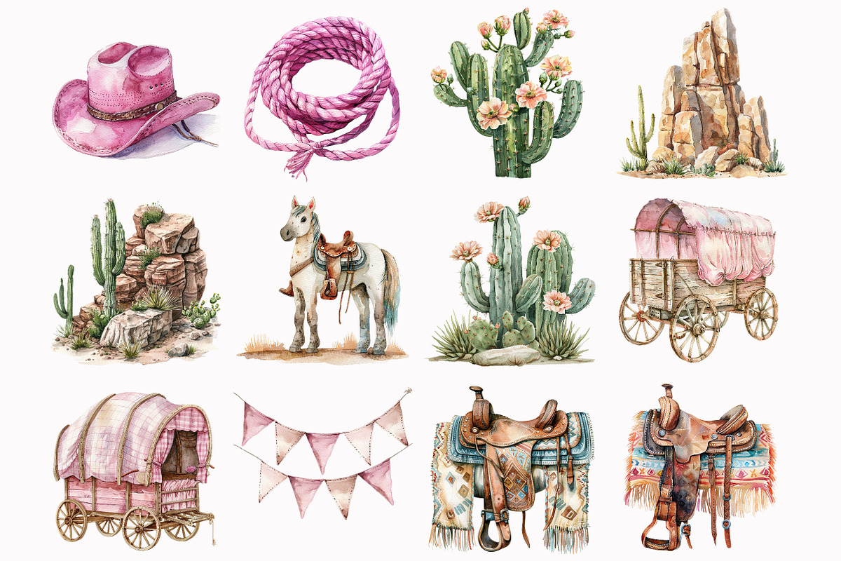 Pink Cowgirl Clipart, an Illustration by Design Market (Photo 5 of 5)