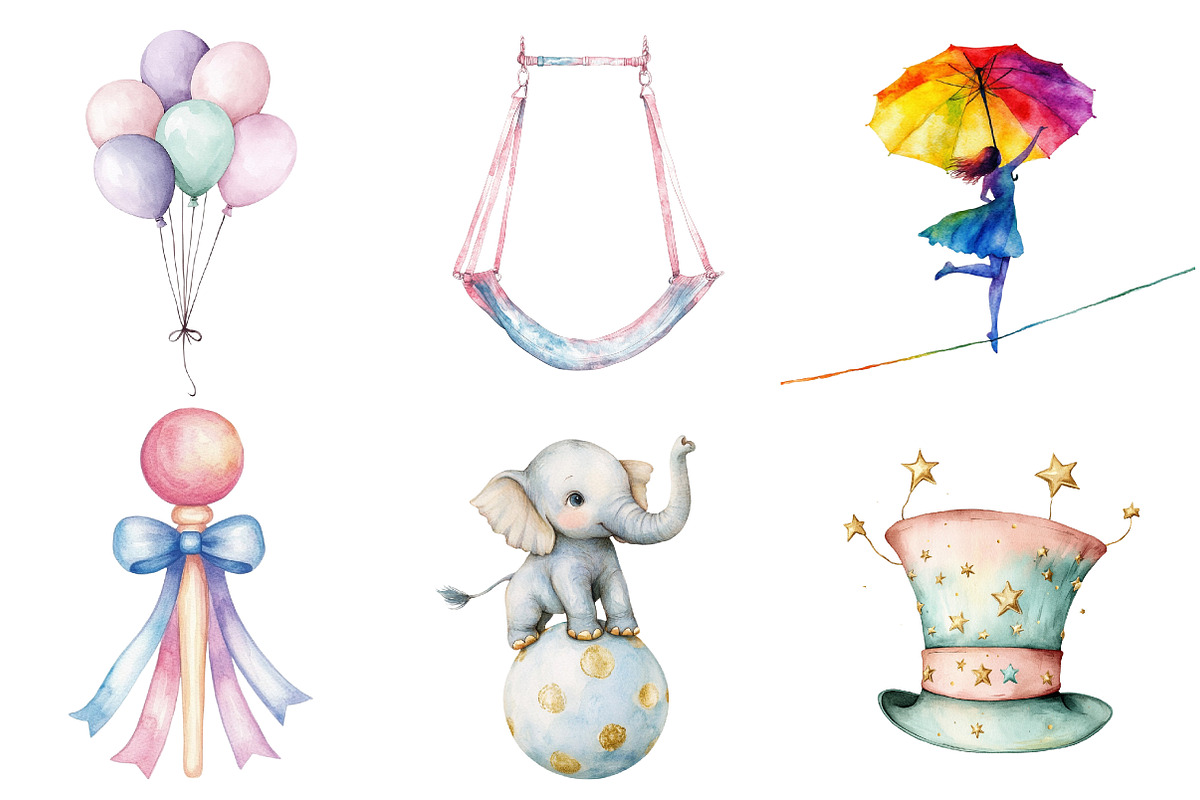 Pastel Summer Circus Clipart, an Illustration by CreationArt (Photo 5 of 5)