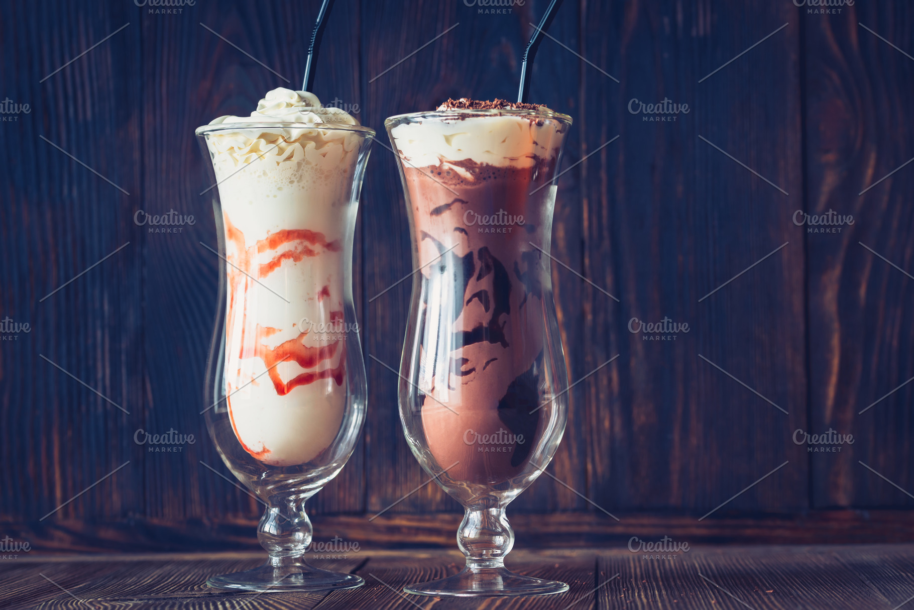 Two glasses of milkshake containing background, berry, and beverage, a Food & Drink Photo by Alexander Prokopenko