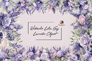 Watercolor Lilac Gray Lavender