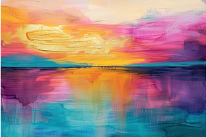 Vibrant gold foil painting of summer, an Illustration by Lermont51