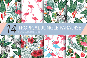 Tropical Leaves & Animals Pattern