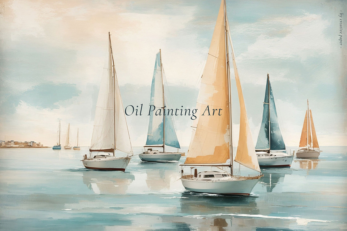 Seascape Oil Painting 'Sailboat', a Background Graphic by by creative paper (Photo 1 of 16)