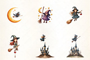 Flying Witch Clipart, an Illustration by CrexoraLab (Thumbnail 4 of 5)