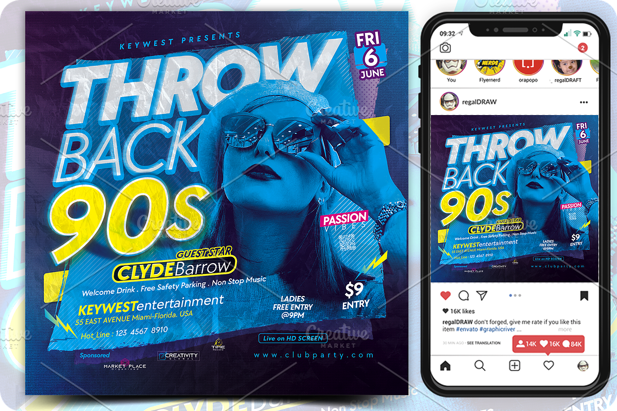 Throw Back 90s Flyer, a Flyer Template by regalDRAW (Photo 1 of 3)