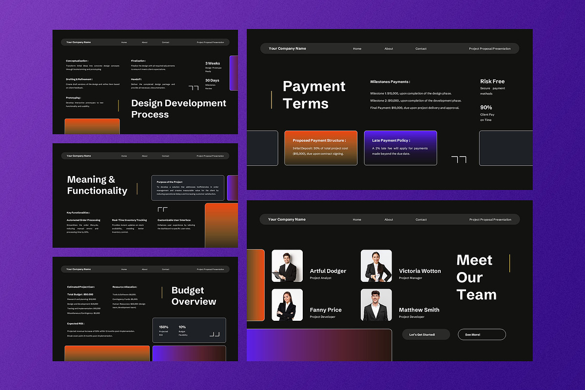 Black Gradient Project Proposal PPT, a Presentation Template by Aiyari Graphic (Photo 4 of 5)