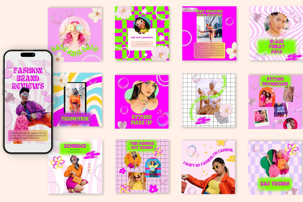 Retro & Y2K Instagram Template Pack, a Social Media Template by Sofico (Photo 8 of 10)