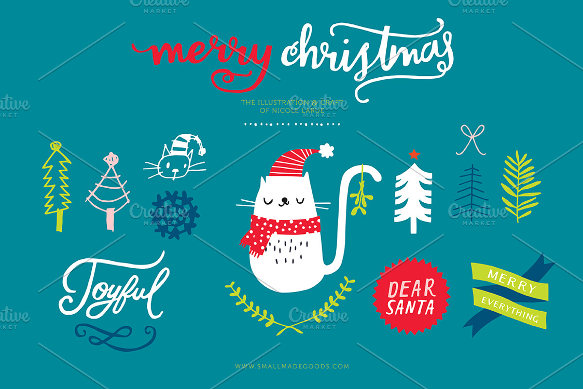 Merry Christmas (Clipart), an Illustration by Small Made Goods