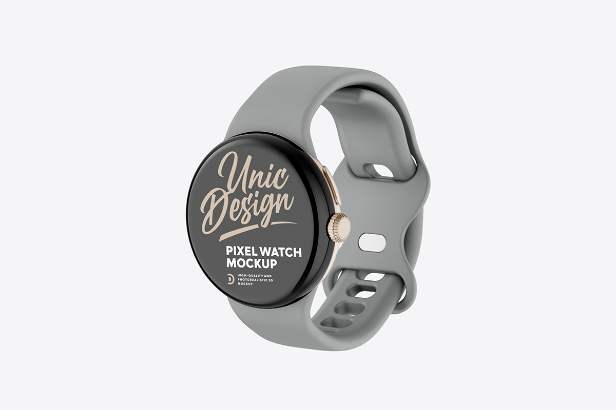 Pixel Watch Mockup, a Wearable Device Mockup by UnicDesign (Photo 5 of 7)