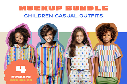 Children mockup bundle - 4 files psd