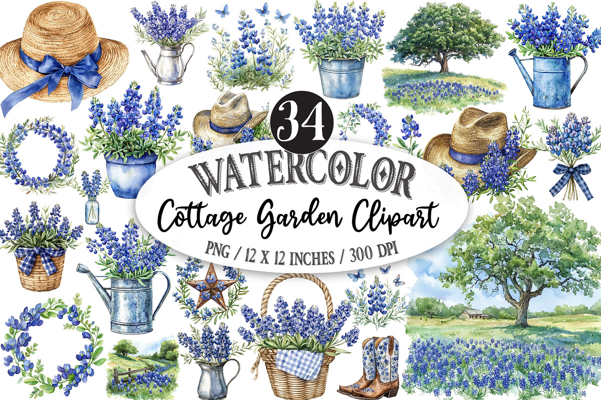 Cottage Garden Clipart, a Seasonal Illustration by Designking (Photo 1 of 4)