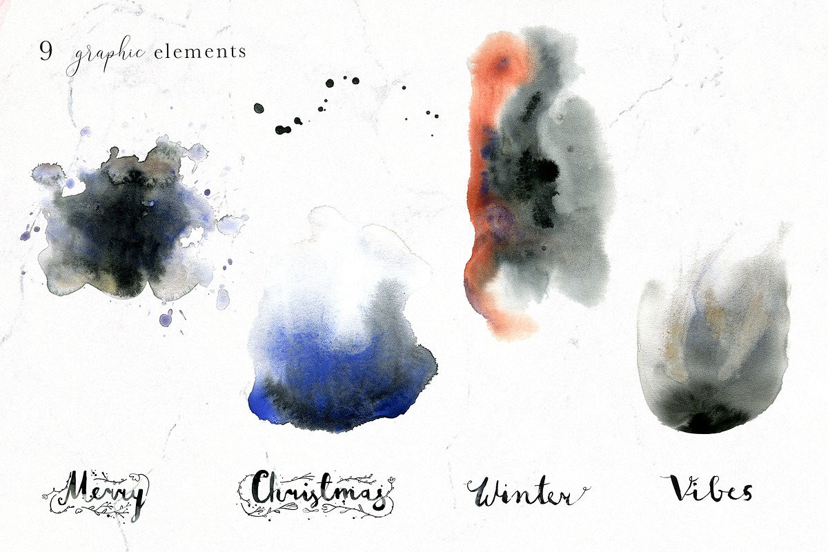 Vague Christmas Watercolor & Ink Set, an Animal Illustration by Bibela (Photo 10 of 14)