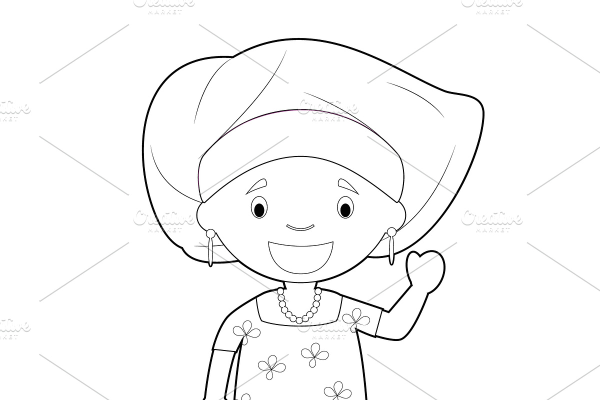 125x Kids of the World for Coloring, an Education Illustration by asantosg (Photo 16 of 23)