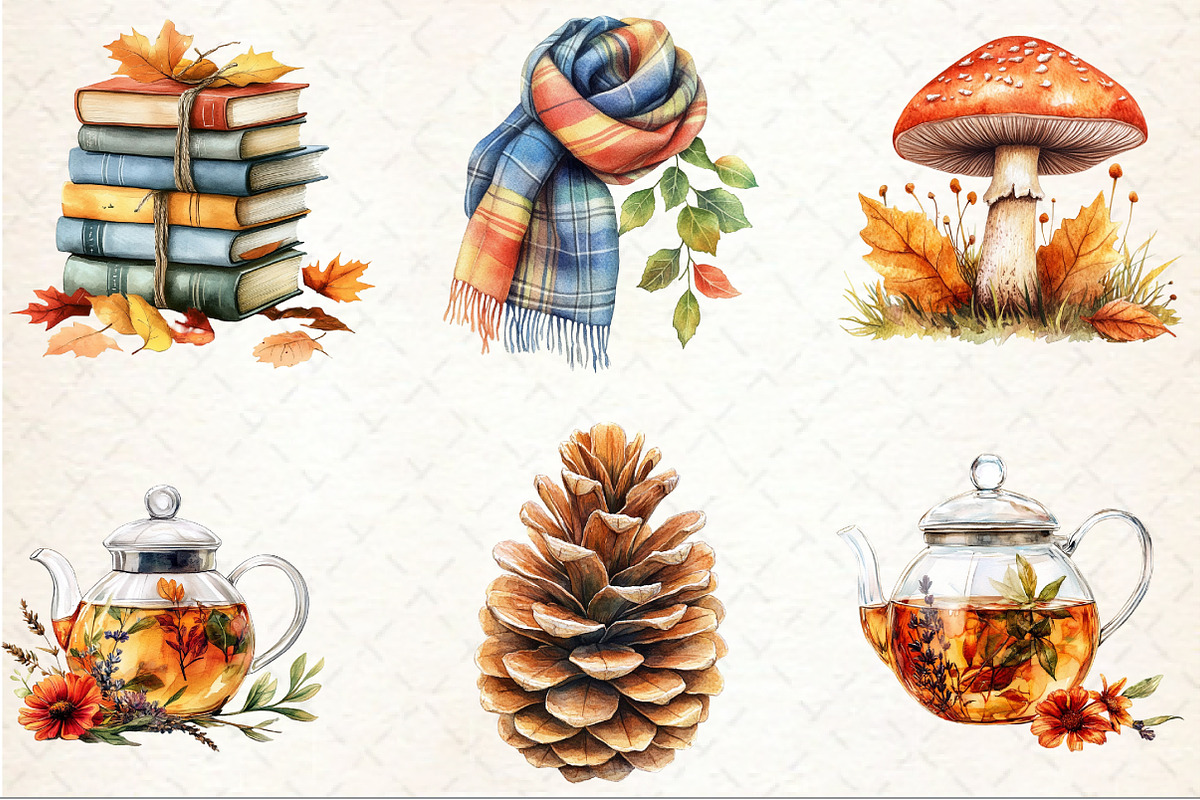 Watercolor Autumn Serenity Clipart, an Illustration by Rose Art (Photo 3 of 7)