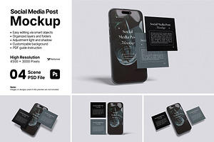 Social Media Post Mockup Bundle Set, an Advertising Mockup by Rielismee