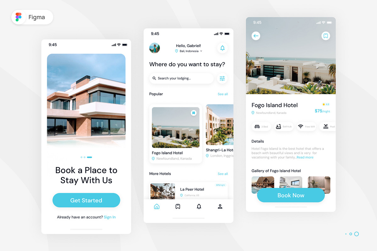 Resorta - Hotel Booking Mobile App, an UI Kit Template by Ermedia Studio (Photo 1 of 4)