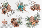 Christmas Pine Branches & Wood Decor, a Decorative Illustration by Jeanna Draw (Thumbnail 8 of 15)