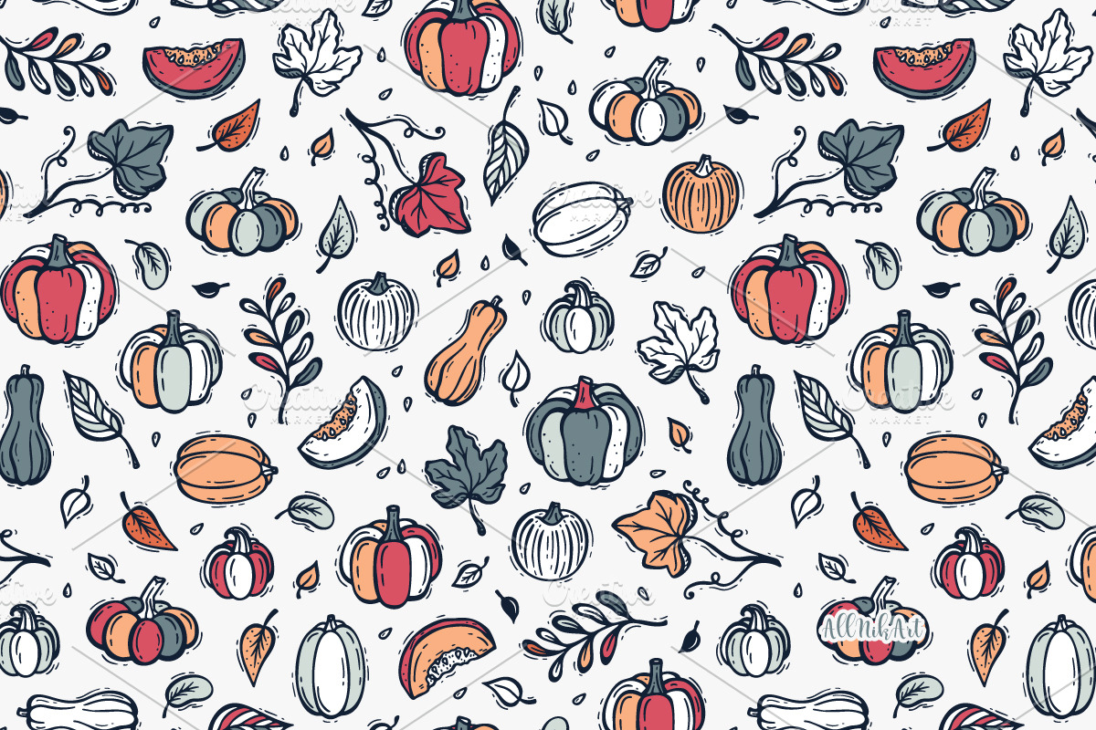 Pumpkins Seamless Patterns, a Pattern Graphic by AllNikArt (Photo 6 of 6)