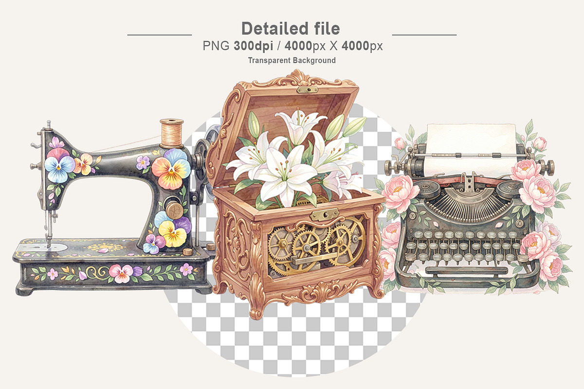 Vintage Mechanical Floral, a Decorative Illustration by Artnoy (Photo 3 of 18)
