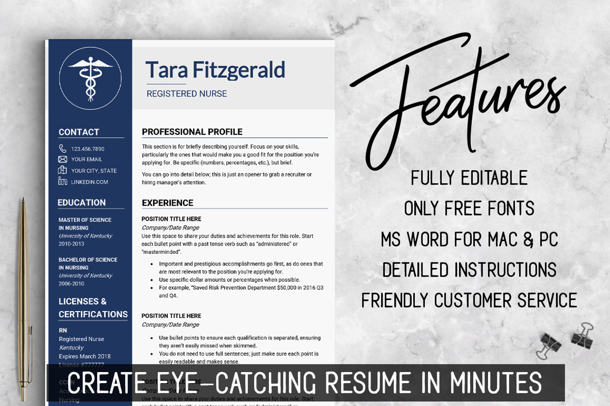 Nursing RESUME Template / MS Word, a Resume Template by LevelUpResume (Photo 2 of 5)
